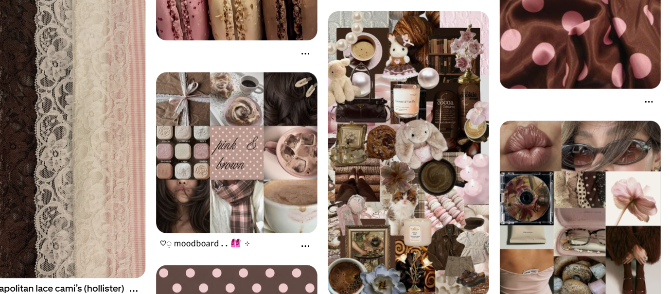 Lace, pink and brown textures, books, flowers, fashion and cozy objects